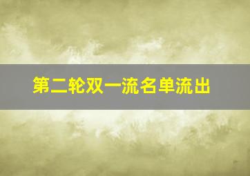 第二轮双一流名单流出