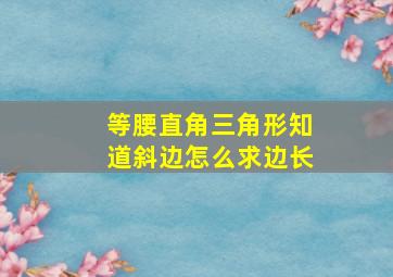 等腰直角三角形知道斜边怎么求边长