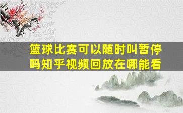 篮球比赛可以随时叫暂停吗知乎视频回放在哪能看