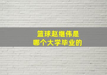 篮球赵继伟是哪个大学毕业的