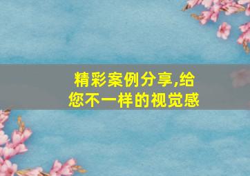 精彩案例分享,给您不一样的视觉感