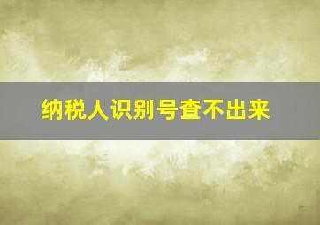 纳税人识别号查不出来