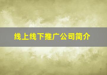 线上线下推广公司简介