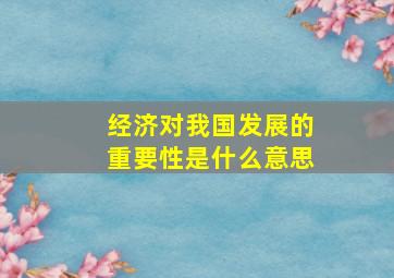 经济对我国发展的重要性是什么意思