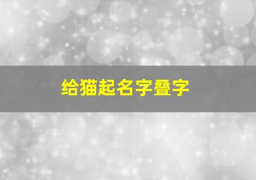 给猫起名字叠字