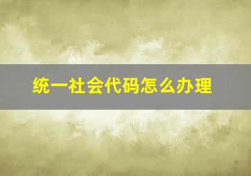 统一社会代码怎么办理