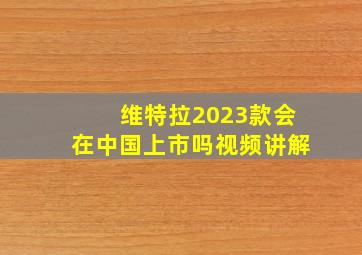 维特拉2023款会在中国上市吗视频讲解