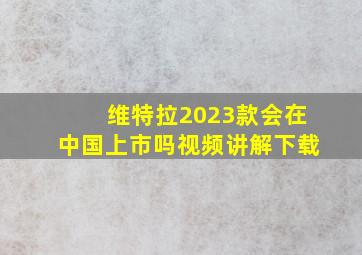 维特拉2023款会在中国上市吗视频讲解下载