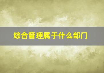 综合管理属于什么部门