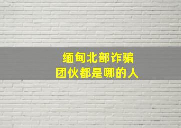 缅甸北部诈骗团伙都是哪的人