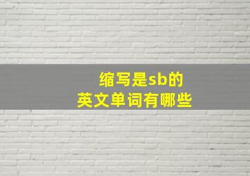 缩写是sb的英文单词有哪些