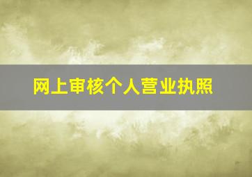 网上审核个人营业执照