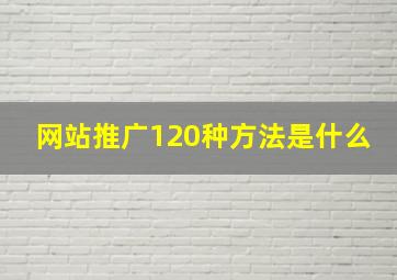 网站推广120种方法是什么