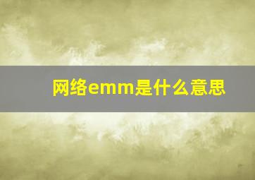 网络emm是什么意思