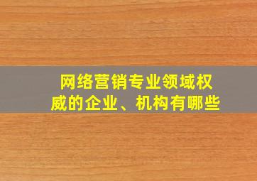 网络营销专业领域权威的企业、机构有哪些