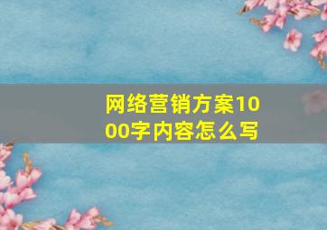 网络营销方案1000字内容怎么写