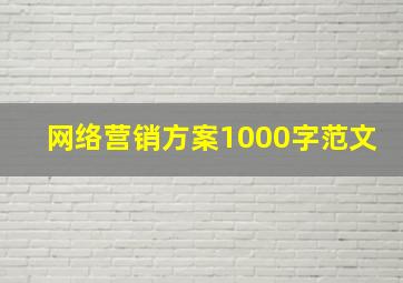 网络营销方案1000字范文