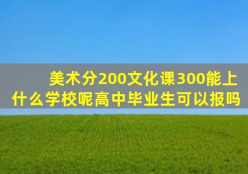 美术分200文化课300能上什么学校呢高中毕业生可以报吗