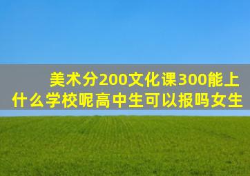 美术分200文化课300能上什么学校呢高中生可以报吗女生