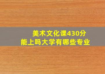 美术文化课430分能上吗大学有哪些专业