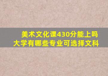 美术文化课430分能上吗大学有哪些专业可选择文科