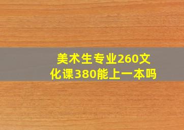 美术生专业260文化课380能上一本吗