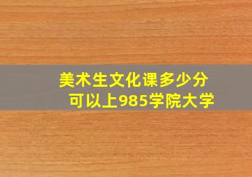 美术生文化课多少分可以上985学院大学