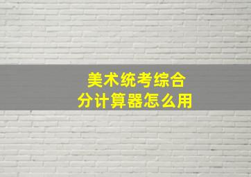 美术统考综合分计算器怎么用