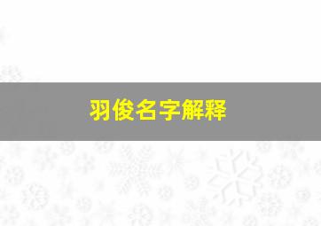 羽俊名字解释