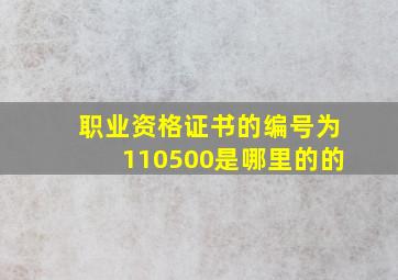 职业资格证书的编号为110500是哪里的的