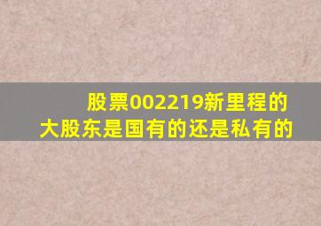 股票002219新里程的大股东是国有的还是私有的