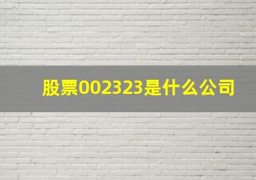 股票002323是什么公司