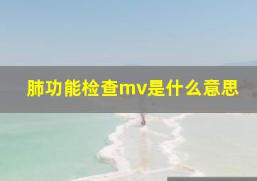 肺功能检查mv是什么意思