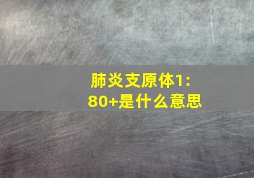 肺炎支原体1:80+是什么意思