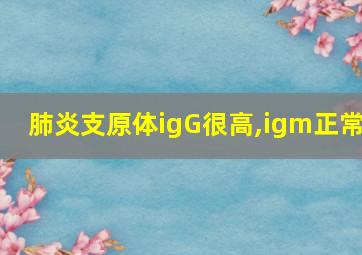 肺炎支原体igG很高,igm正常