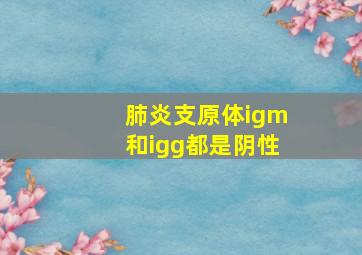 肺炎支原体igm和igg都是阴性