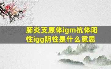 肺炎支原体igm抗体阳性igg阴性是什么意思