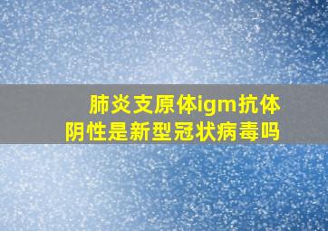 肺炎支原体igm抗体阴性是新型冠状病毒吗