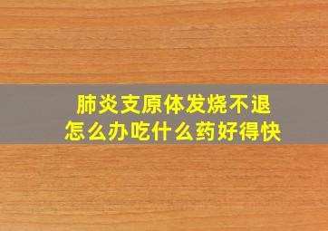 肺炎支原体发烧不退怎么办吃什么药好得快