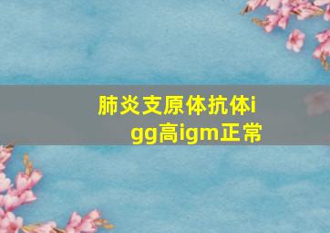 肺炎支原体抗体igg高igm正常