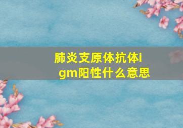 肺炎支原体抗体igm阳性什么意思