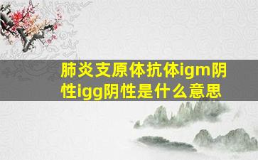 肺炎支原体抗体igm阴性igg阴性是什么意思