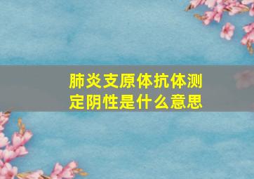 肺炎支原体抗体测定阴性是什么意思