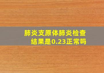 肺炎支原体肺炎检查结果是0.23正常吗