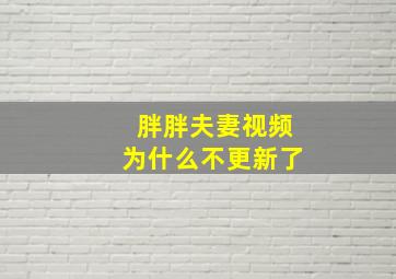 胖胖夫妻视频为什么不更新了