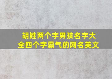 胡姓两个字男孩名字大全四个字霸气的网名英文