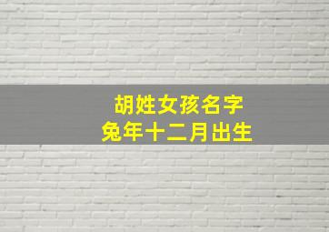 胡姓女孩名字兔年十二月出生