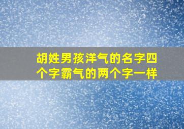 胡姓男孩洋气的名字四个字霸气的两个字一样