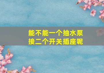 能不能一个抽水泵接二个开关插座呢