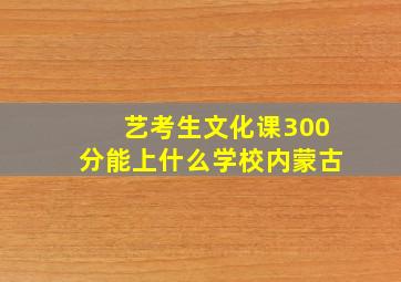 艺考生文化课300分能上什么学校内蒙古